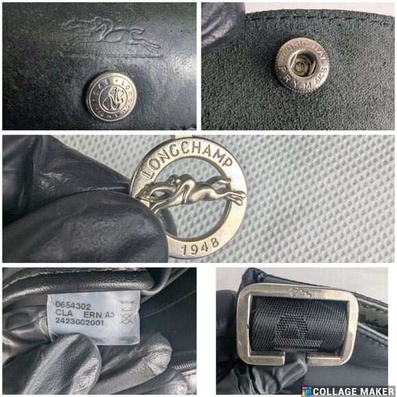 Authentic Unisex Longchamp Shoulder Bag Black Nylon/Leather Bag - FAST SHIPPING - Picture 4 of 10